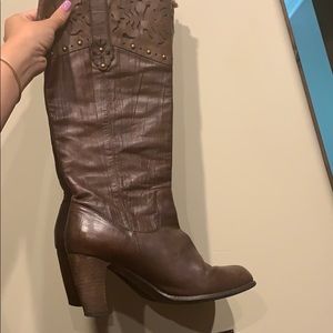 Brown leather boots